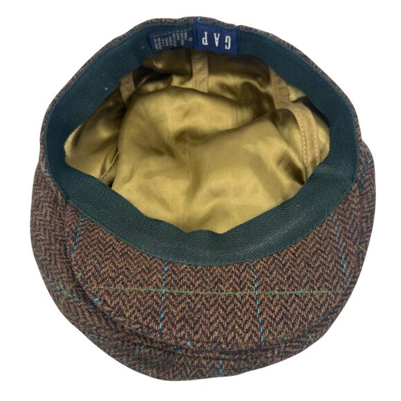 Vintage GAP Tweed Cabbie Driving Newsboy Walking Hat Men’s Medium Brown Wool Cap - Picture 6 of 8